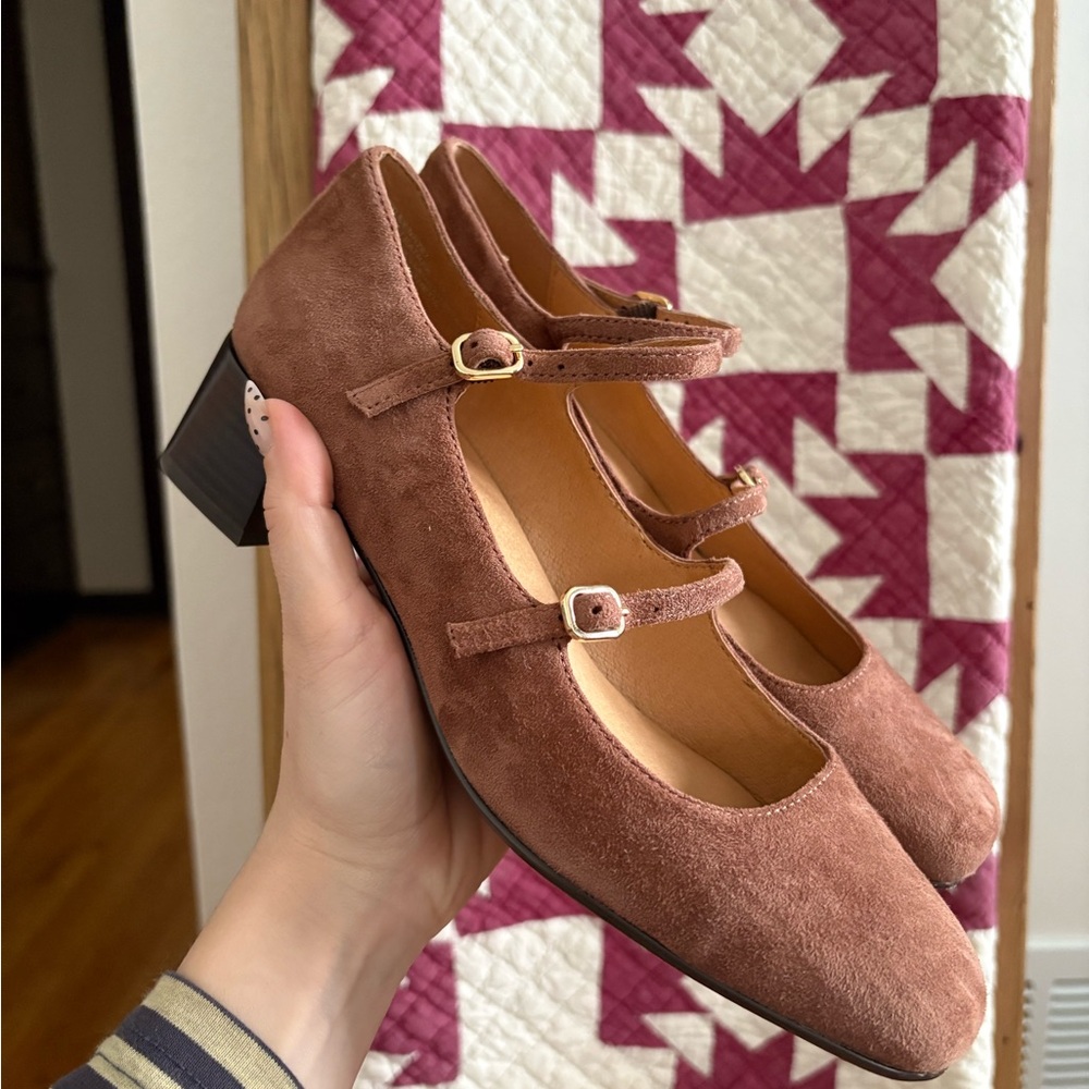 Brown Suede Mary Jane Shoes